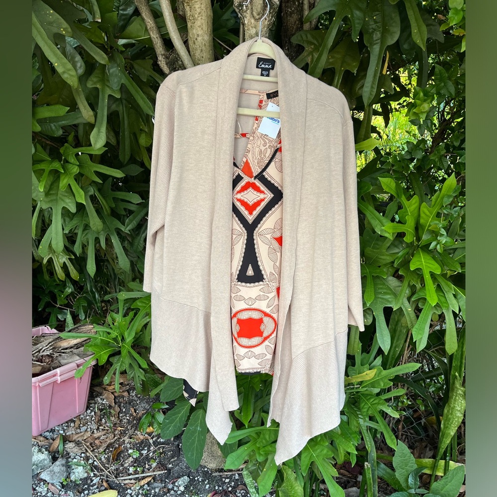 Draping Cardigan includes free tank top.